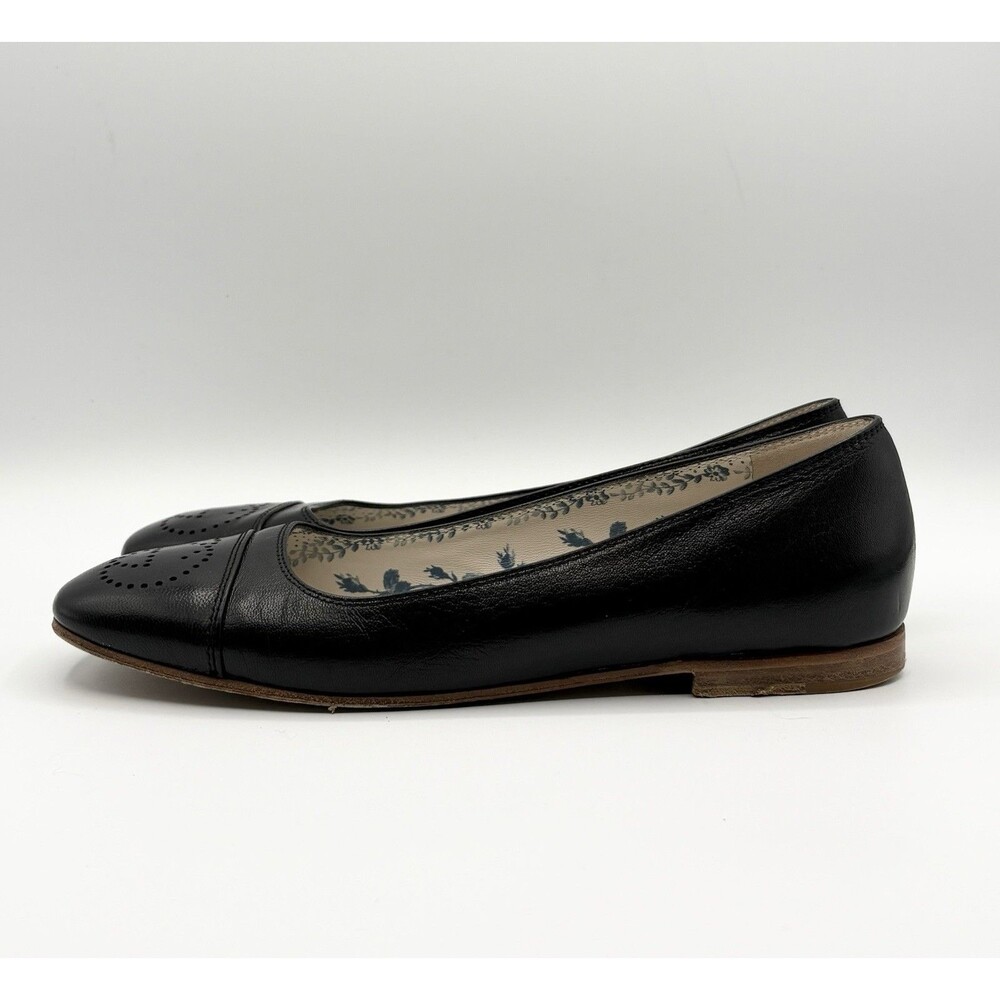 Gucci Black Leather Flats w/ Perforated GG Logo Accent Sz EU 38.5 - Picture 7 of 13